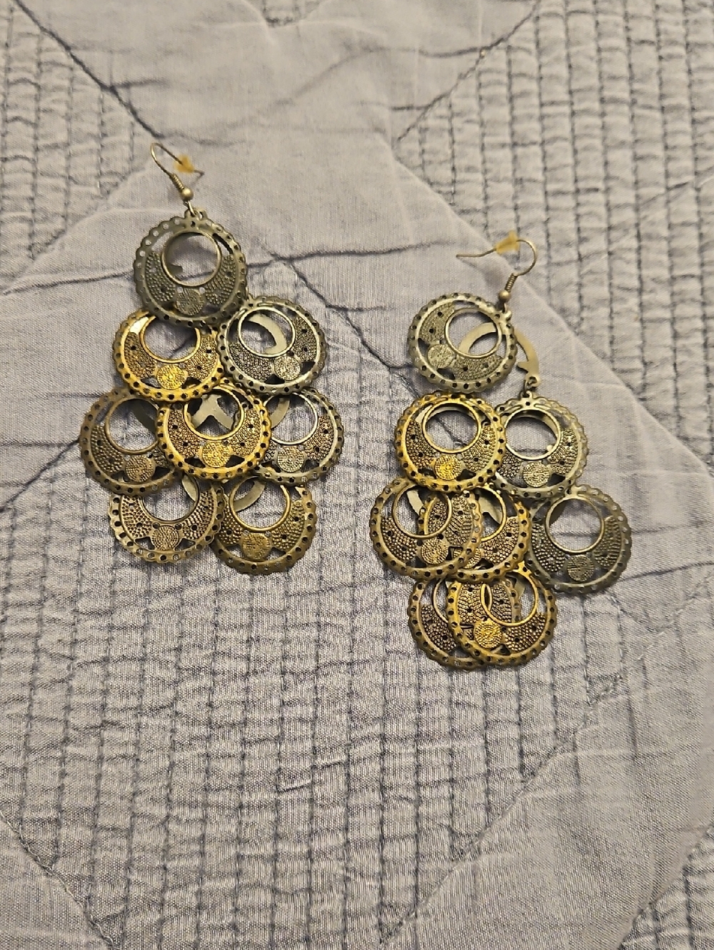 5 For $15 Vintage Bohemian Gold-Tone Coin Drop Chandelier Earrings